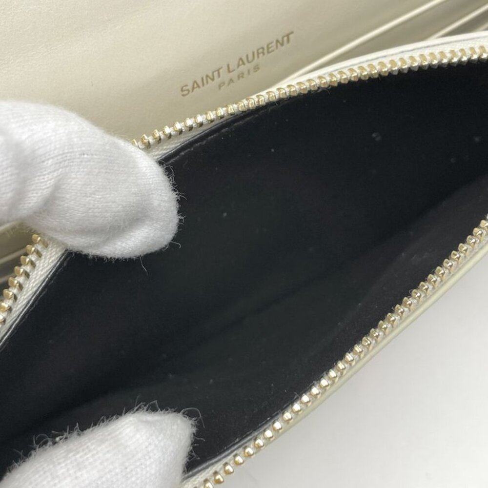 Saint Laurent Kate Chain Wallet Clutch Tassel Shoulder Bag Leather Beige - Picture 9 of 11